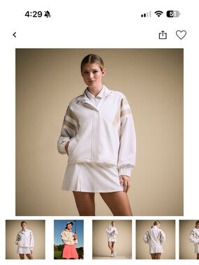 CALIA by Carrie Underwood White Utility Jacket with Tan Stripes